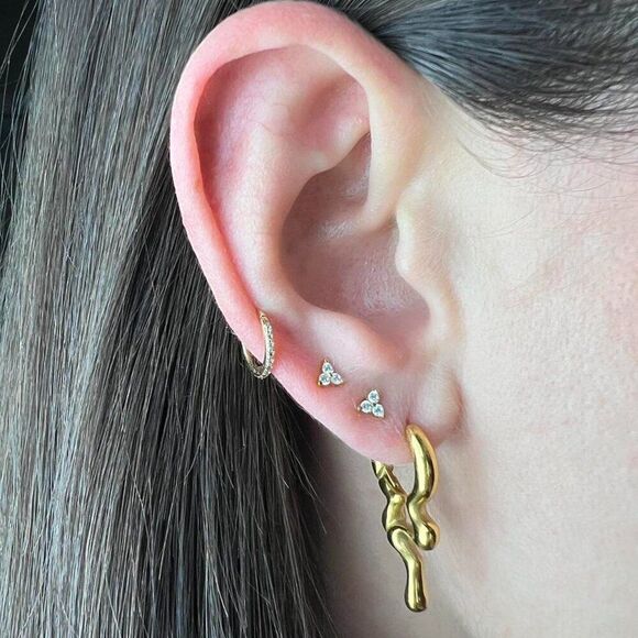 New! “Paulina” Swirl Gold Drop Earrings - Picture 3 of 6